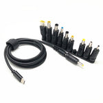 1.5m Multifunctional USB-C to DC Power Cable PD Fast Charging Power Cord with 10Pcs Adapters for Laptop