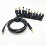 1.5m Multifunctional USB-C to DC Power Cable PD Fast Charging Power Cord with 10Pcs Adapters for Laptop