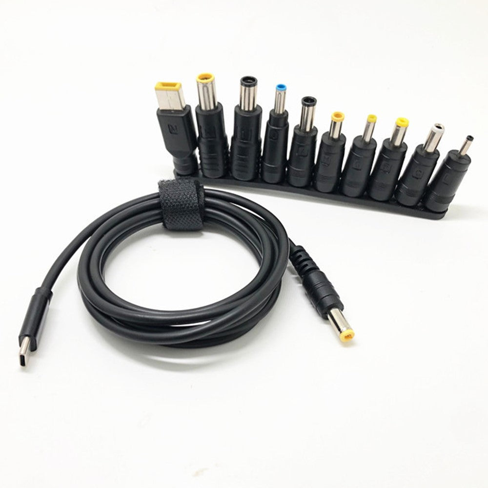 1.5m Multifunctional USB-C to DC Power Cable PD Fast Charging Power Cord with 10Pcs Adapters for Laptop