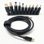 1.5m Multifunctional USB-C to DC Power Cable PD Fast Charging Power Cord with 10Pcs Adapters for Laptop