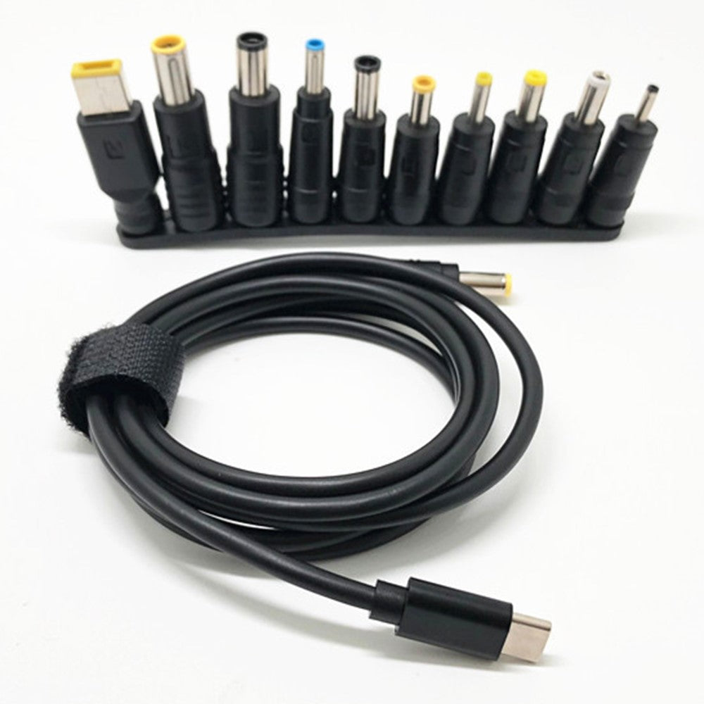 1.5m Multifunctional USB-C to DC Power Cable PD Fast Charging Power Cord with 10Pcs Adapters for Laptop