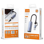 LDNIO RJ-01UC USB-A + USB-C til RJ45 Gigabit Ethernet Adapter Dobbeltport Kabelbaseret Netværkskonverter til Bærbar og Stationær Computer