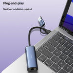 LDNIO RJ-01UC USB-A + USB-C til RJ45 Gigabit Ethernet Adapter Dobbeltport Kabelbaseret Netværkskonverter til Bærbar og Stationær Computer