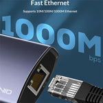 LDNIO DS-124U USB-A to RJ45 + 3xUSB3.0 Hub Gigabit Ethernet Adapter 4-in-1 Docking Station for Laptop PC