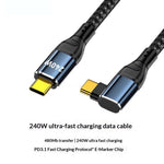 D24130 3m USB-C til USB-C Kabel med Retvinklet Stik 240W PD 3.1 Hurtig Opladning E-Marker Chip Datakabel til Laptop