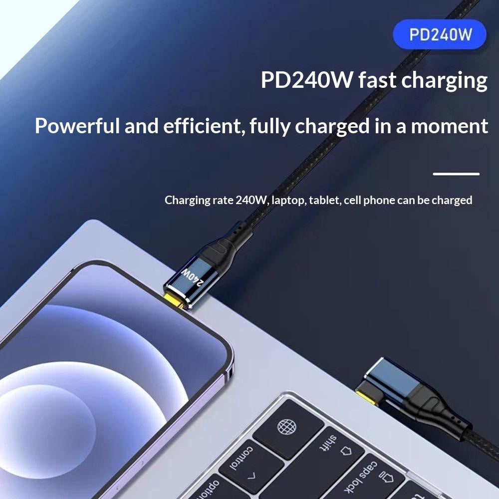 D24130 3m USB-C til USB-C Kabel med Retvinklet Stik 240W PD 3.1 Hurtig Opladning E-Marker Chip Datakabel til Laptop