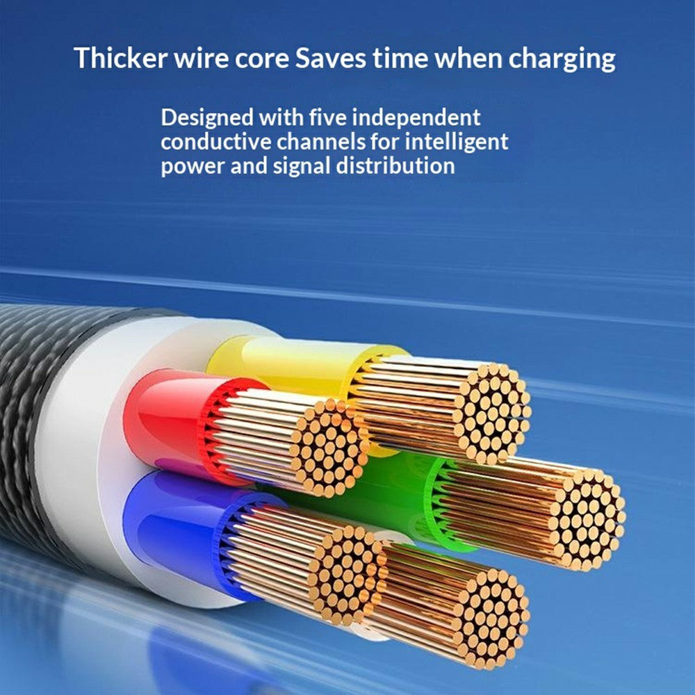 LDNIO LS352-M 1m USB-A til Micro-USB-kabel 50W Hurtigopladende Flettet Datakabel med Forstærket Metalkonnektor