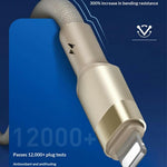 LDNIO LS351-L 1m USB-A til iP (5-14) Flettet Kabel 50W Hurtig Opladning Forstærket Metalkonnektor Datakabel