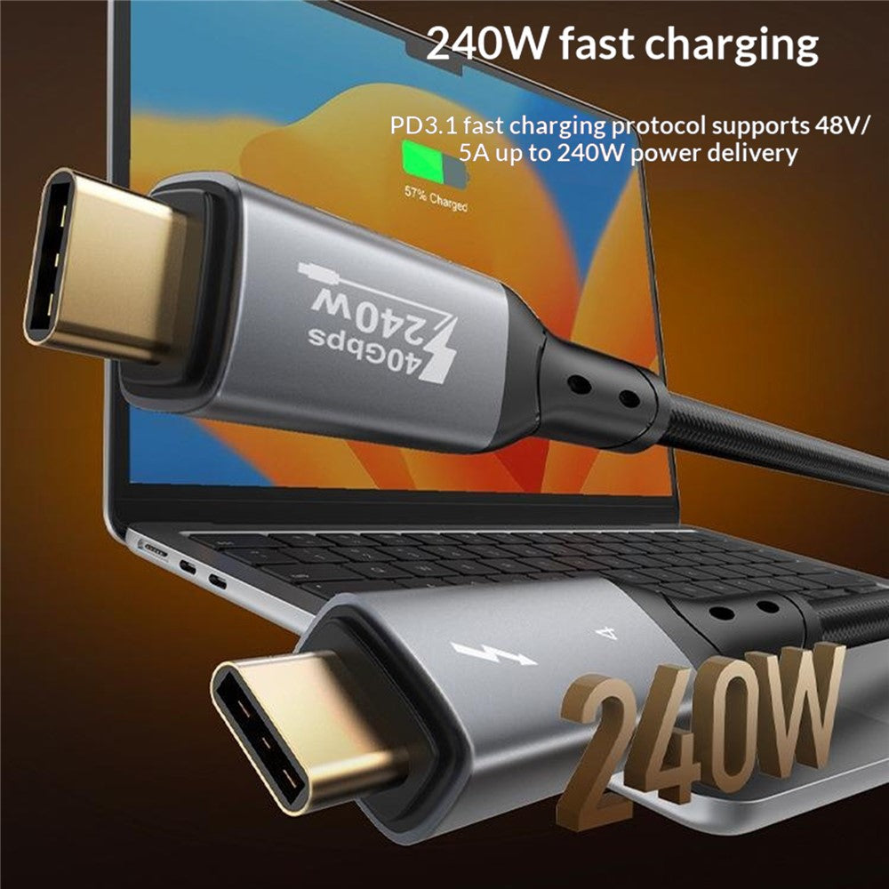 LDNIO TC10c 50cm USB4.0 Cable USB-C to USB-C 240W Fast Charging 8K Video 40Gbps Data Transfer Cable Compatible with Thunderbolt 3 / 4