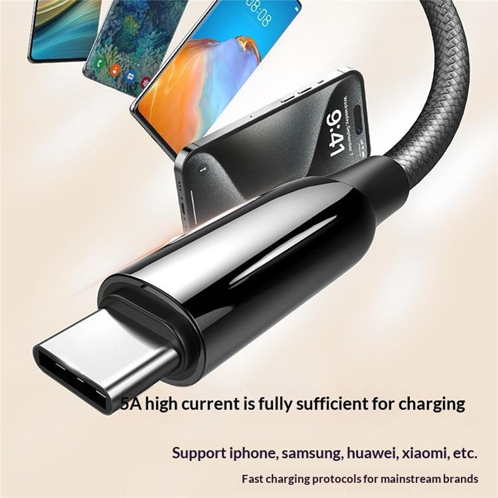 LDNIO LC921c-240W 2m USB-C til USB-C Kabel 240W PD3.1 Hurtigopladende Flettet Datakabel til Bærbar Telefon