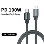 LDNIO LC441c-100W 1m USB-C to USB-C Cable 100W PD Fast Charging Braided Data Cable for Laptop Phone