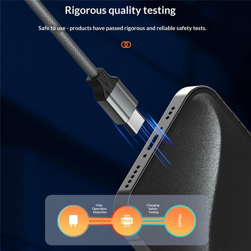 LDNIO LC441c-100W 1m USB-C to USB-C Cable 100W PD Fast Charging Braided Data Cable for Laptop Phone