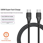 LDNIO LC631c-100W 1m USB-C to USB-C Cable 100W PD Fast Charging Braided Data Cable for Laptop Phone - Grey