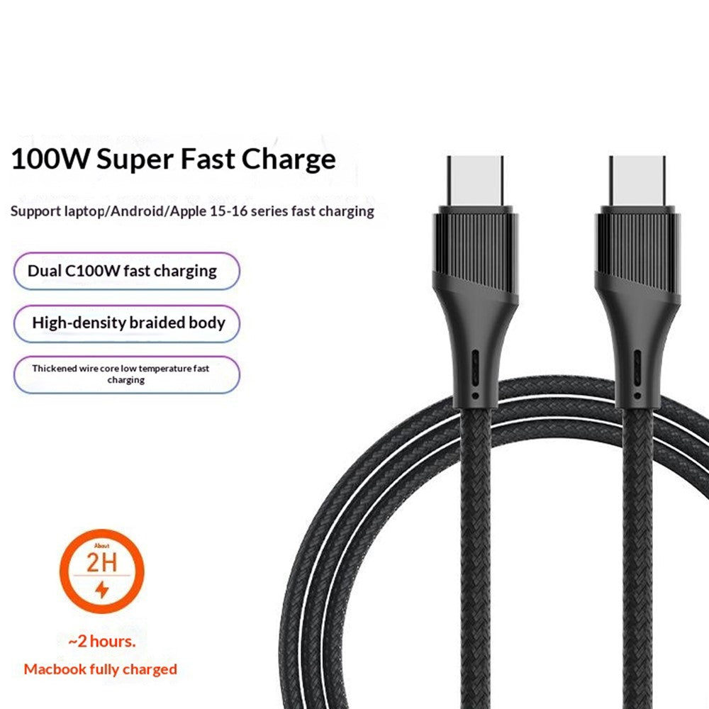 LDNIO LC631c-100W 1m USB-C to USB-C Cable 100W PD Fast Charging Braided Data Cable for Laptop Phone - Grey