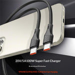 LDNIO LC631c-100W 1m USB-C to USB-C Cable 100W PD Fast Charging Braided Data Cable for Laptop Phone - Grey