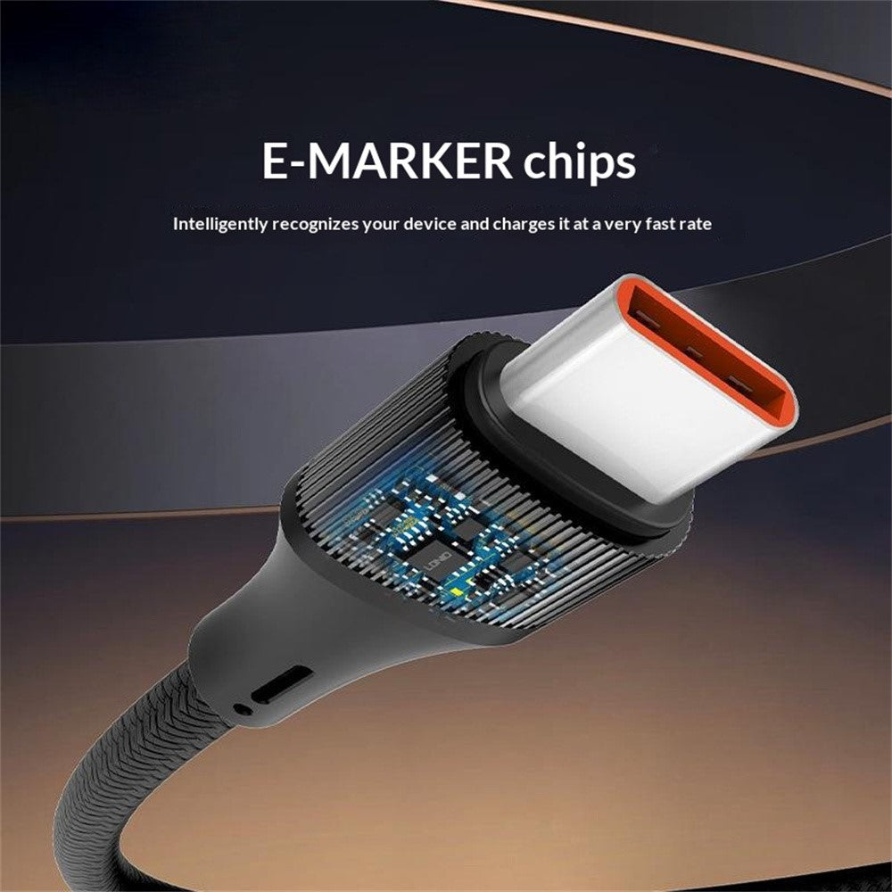 LDNIO LC631c-100W 1m USB-C to USB-C Cable 100W PD Fast Charging Braided Data Cable for Laptop Phone - Grey