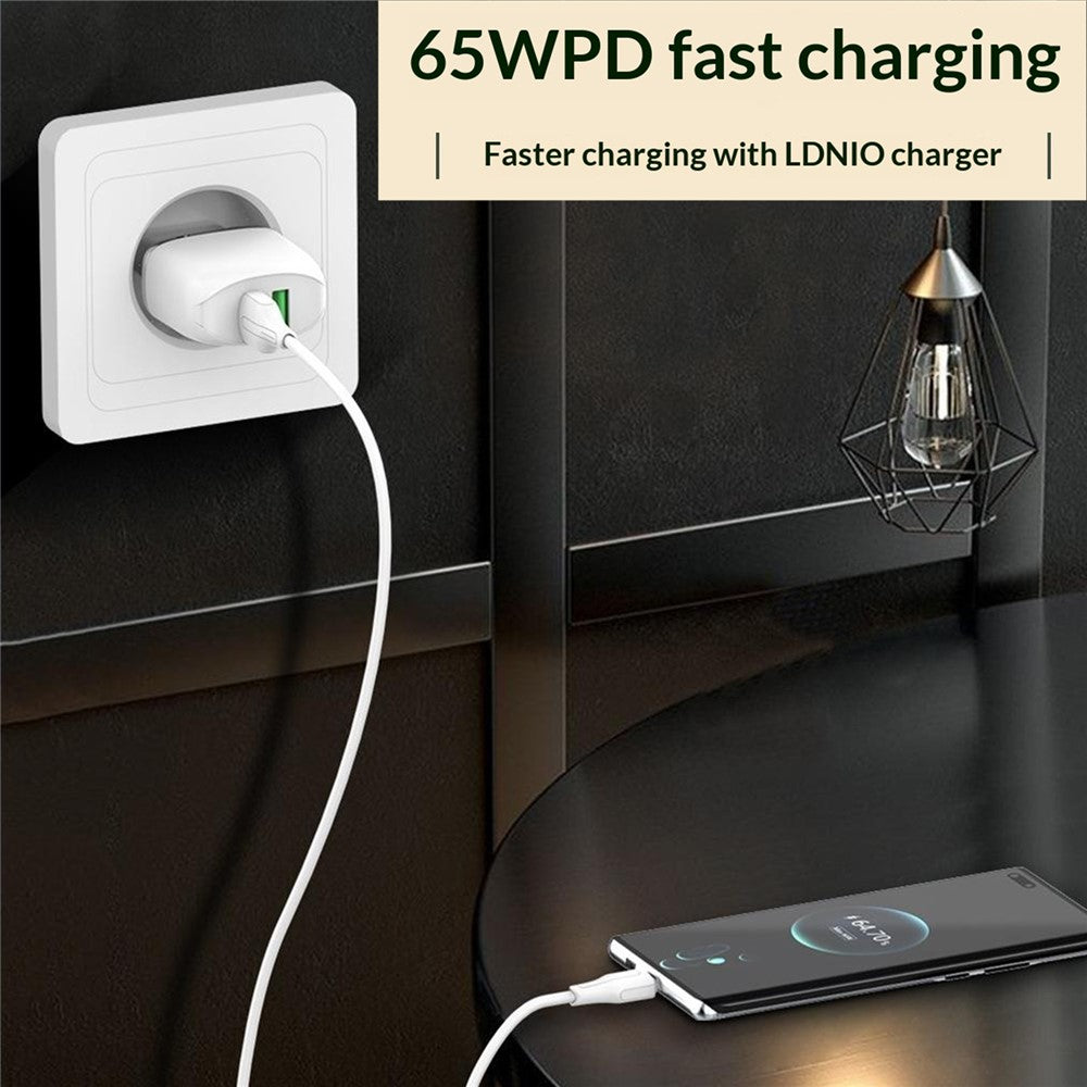 LDNIO LC122-C 2m USB-C to USB-C Cable 65W PD  /  QC Fast Charging Data Cord for Huawei Xiaomi Honor