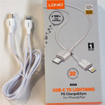 LDNIO LC121-I 1m USB-C to iP (5-14) Cable 30W PD  /  QC Fast Charging Data Cable for iPhone iPad