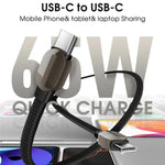 LDNIO LC212C 2m USB-C to USB-C Cable PD 65W Fast Charging Braided Data Cable for Laptop Tablet Phone