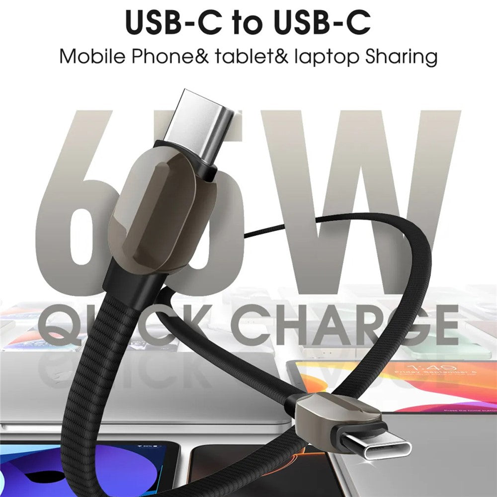 LDNIO LC212C 2m USB-C to USB-C Cable PD 65W Fast Charging Braided Data Cable for Laptop Tablet Phone