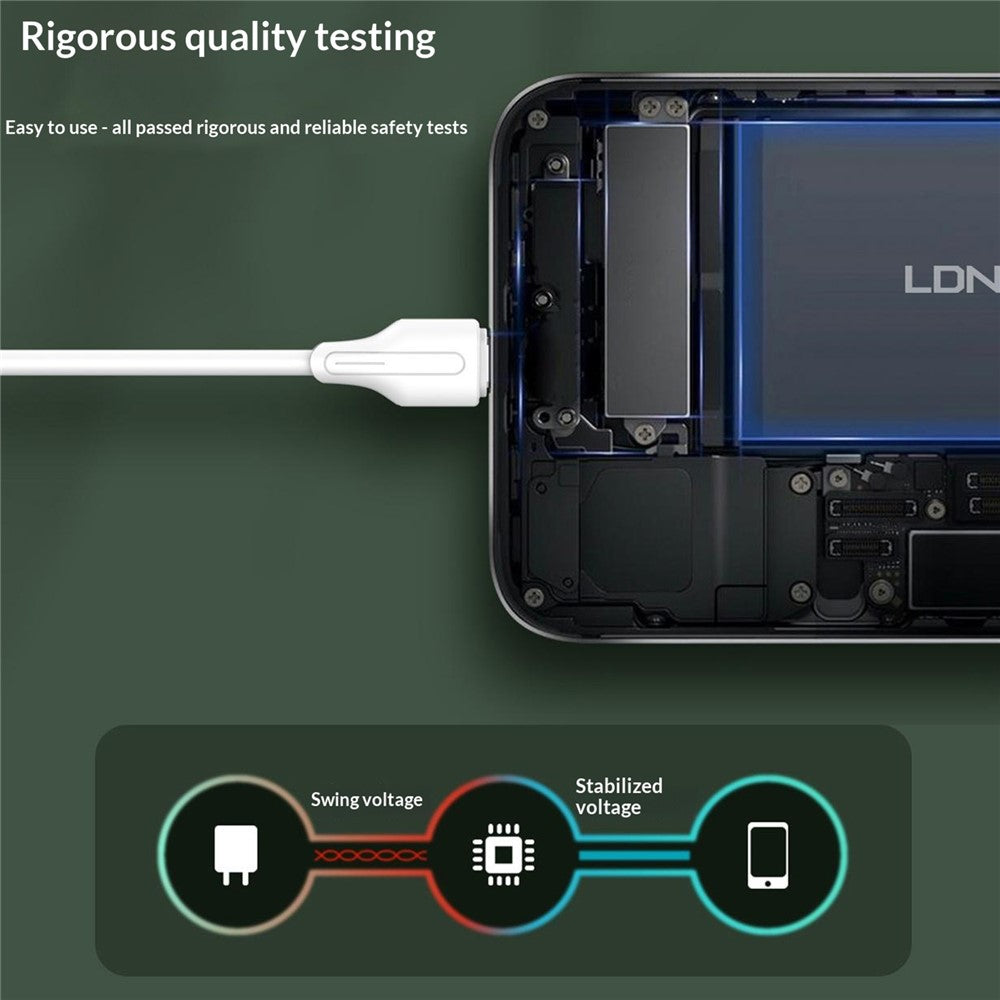 LDNIO LC212C 2m USB-C to USB-C Cable PD 65W Fast Charging Braided Data Cable for Laptop Tablet Phone