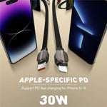 LDNIO LC211i 1 m Type-C til iP (5-14) kabel PD 30W hurtigopladende flettet datakabel til iPhone 8-14