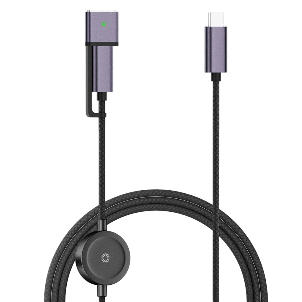 CWAP3-100W 3-i-1 PD 100W hurtigopladningskabel USB-C til USB-C-ledning kompatibel med MagSafe 3 / iWatch