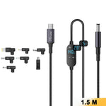K595-7 1.5m Type-C to DC Power Cable PD 140W Digital Display Charging Cable with 7 Adapters for Laptop