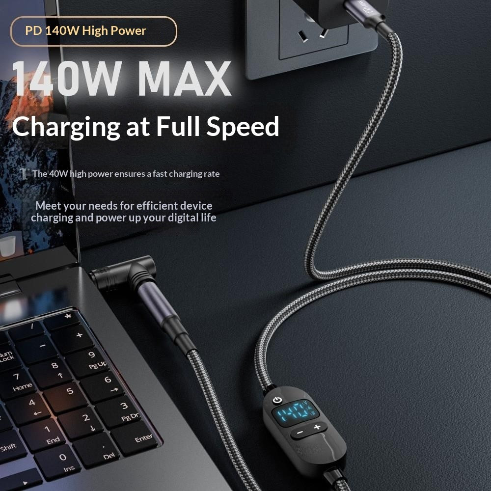K595-7 1.5m Type-C to DC Power Cable PD 140W Digital Display Charging Cable with 7 Adapters for Laptop