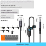 K595-7 1.5m Type-C to DC Power Cable PD 140W Digital Display Charging Cable with 7 Adapters for Laptop