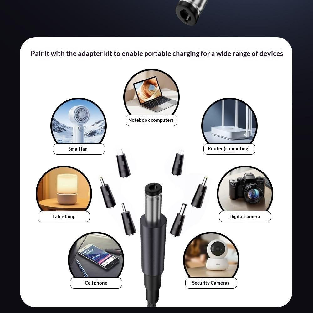 K595-8 1.5m Type-C to DC Power Cable with 8 Adapters , PD 140W Charging Cable for Laptop