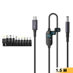 K595-10 1.5m Type-C to DC Power Cable with 10 Adapters , PD 140W Digital Display Charging Cable