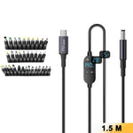 K595-34 1.5m Type-C to DC Power Cable with 34 Adapters , PD 140W Digital Display Charging Cable for Laptop Router Monitor