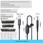 K595-34 1.5m Type-C to DC Power Cable with 34 Adapters , PD 140W Digital Display Charging Cable for Laptop Router Monitor