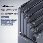 K696-8 1.8m Cable for Dell Laptop Type-C Male to 7.4 x 5.0mm DC Adapter Cable 140W PD Fast Charging Converter