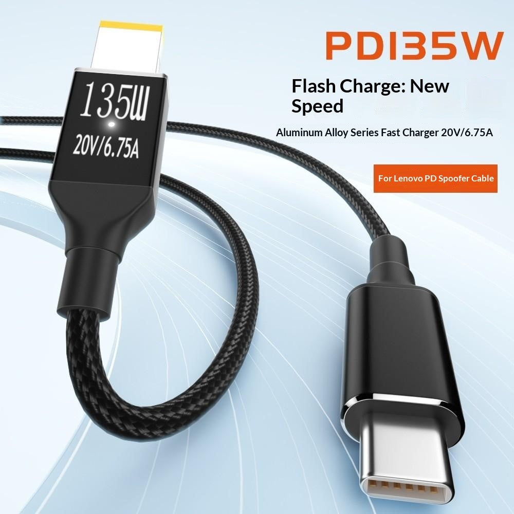 K003-135W 2m Type-C to  Square Connector 135W PD Trick-Charging Cable with Built-in Spoofing Chip for Legion Laptop