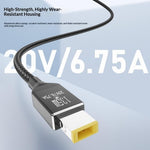 K003-135W 2m Type-C to  Square Connector 135W PD Trick-Charging Cable with Built-in Spoofing Chip for Legion Laptop