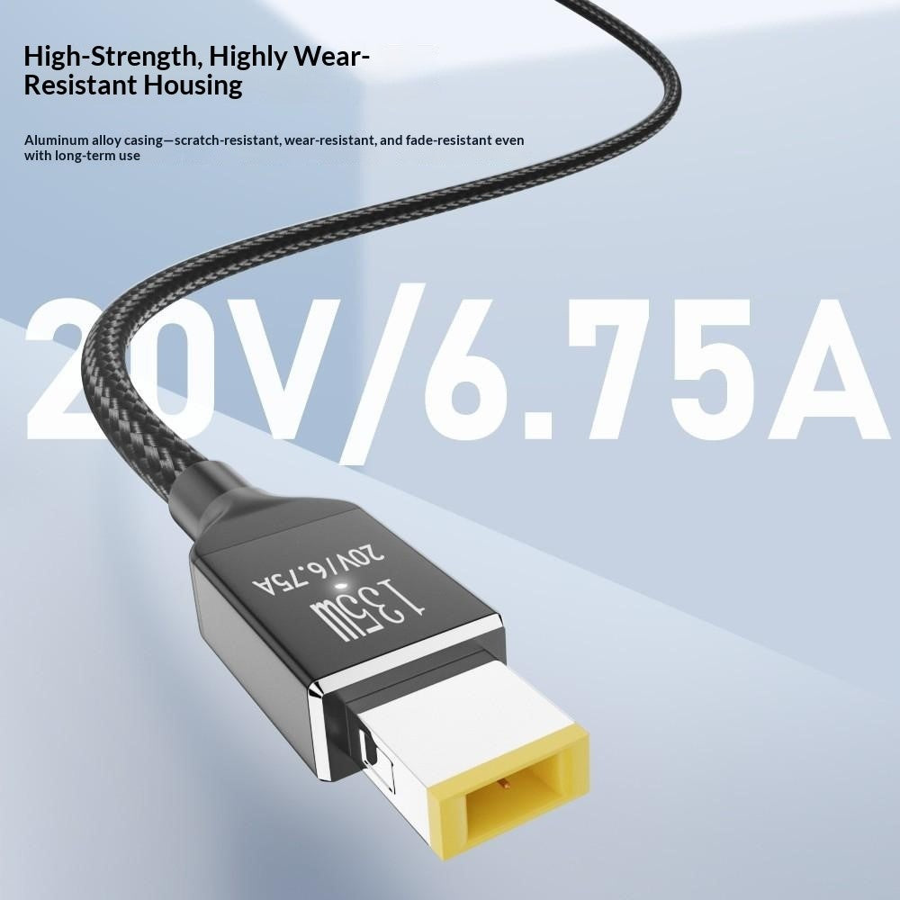 K003-135W 2m Type-C to  Square Connector 135W PD Trick-Charging Cable with Built-in Spoofing Chip for Legion Laptop