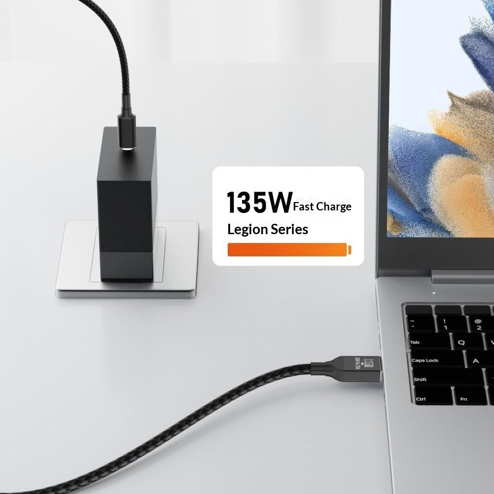 K003-135W 2m Type-C to  Square Connector 135W PD Trick-Charging Cable with Built-in Spoofing Chip for Legion Laptop