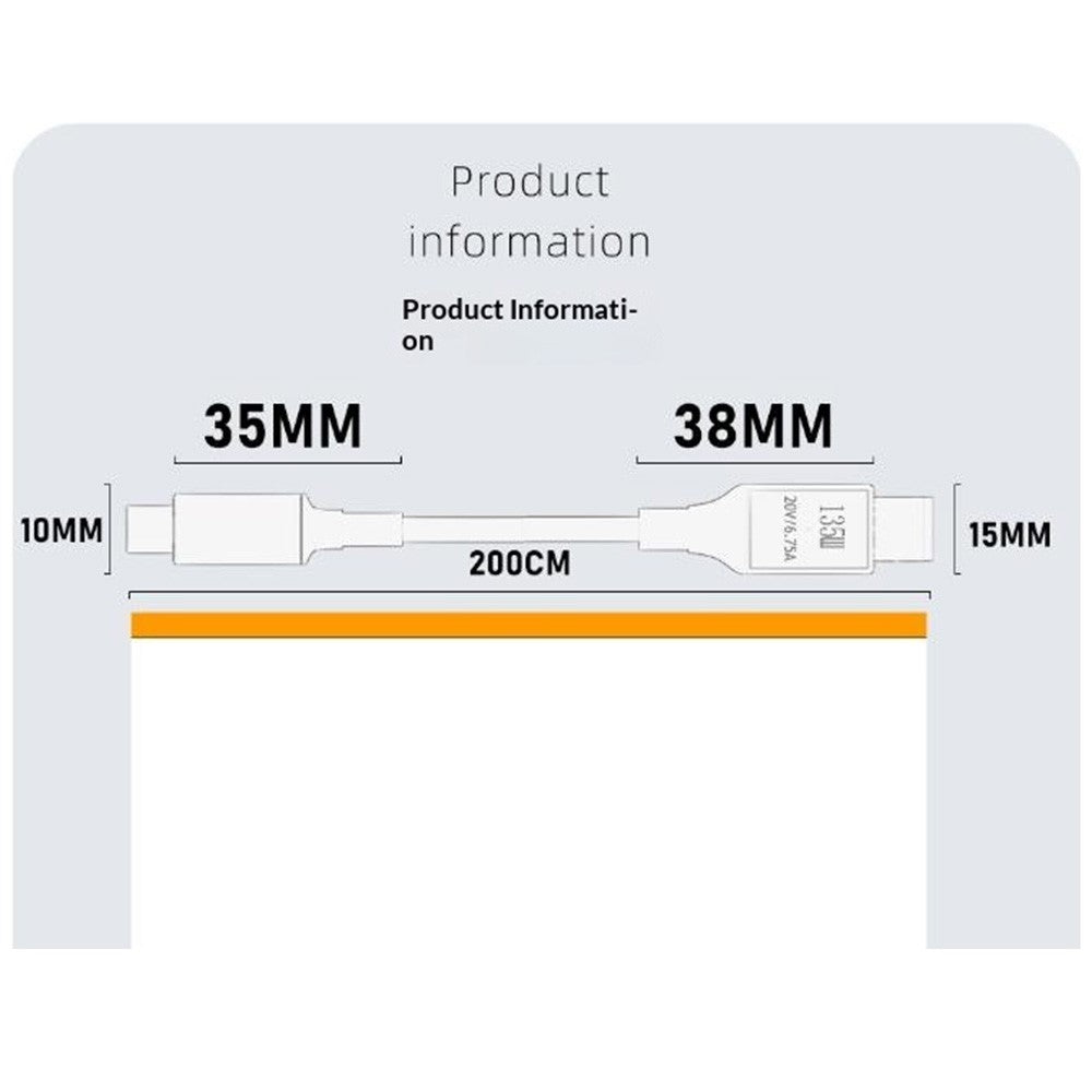 K003-135W 2m Type-C to  Square Connector 135W PD Trick-Charging Cable with Built-in Spoofing Chip for Legion Laptop