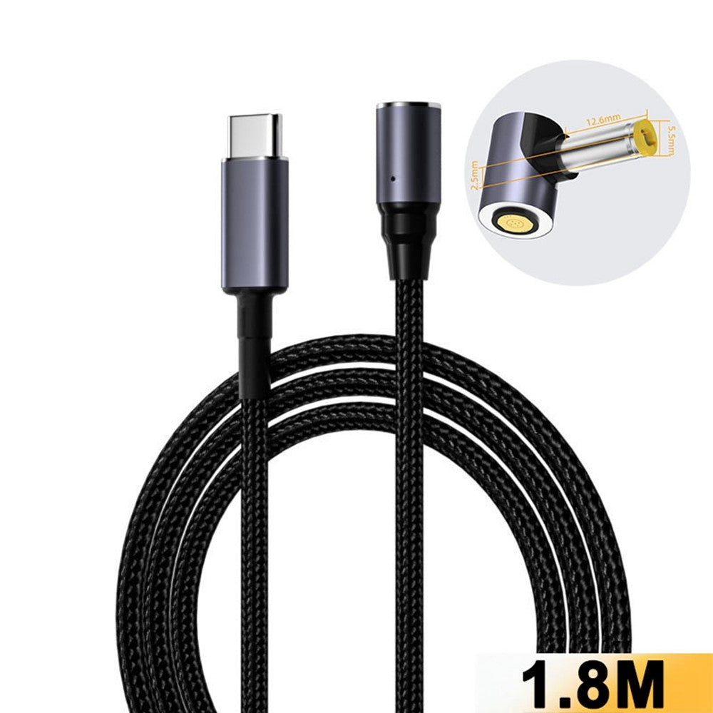 K0168 1.8m Type-C to DC Magnetic Charging Cable PD 100W Fast Charge Nylon Braided for Laptop