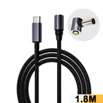 K0168 1.8m Type-C to DC Magnetic Charging Cable PD 100W Fast Charge Nylon Braided for Laptop