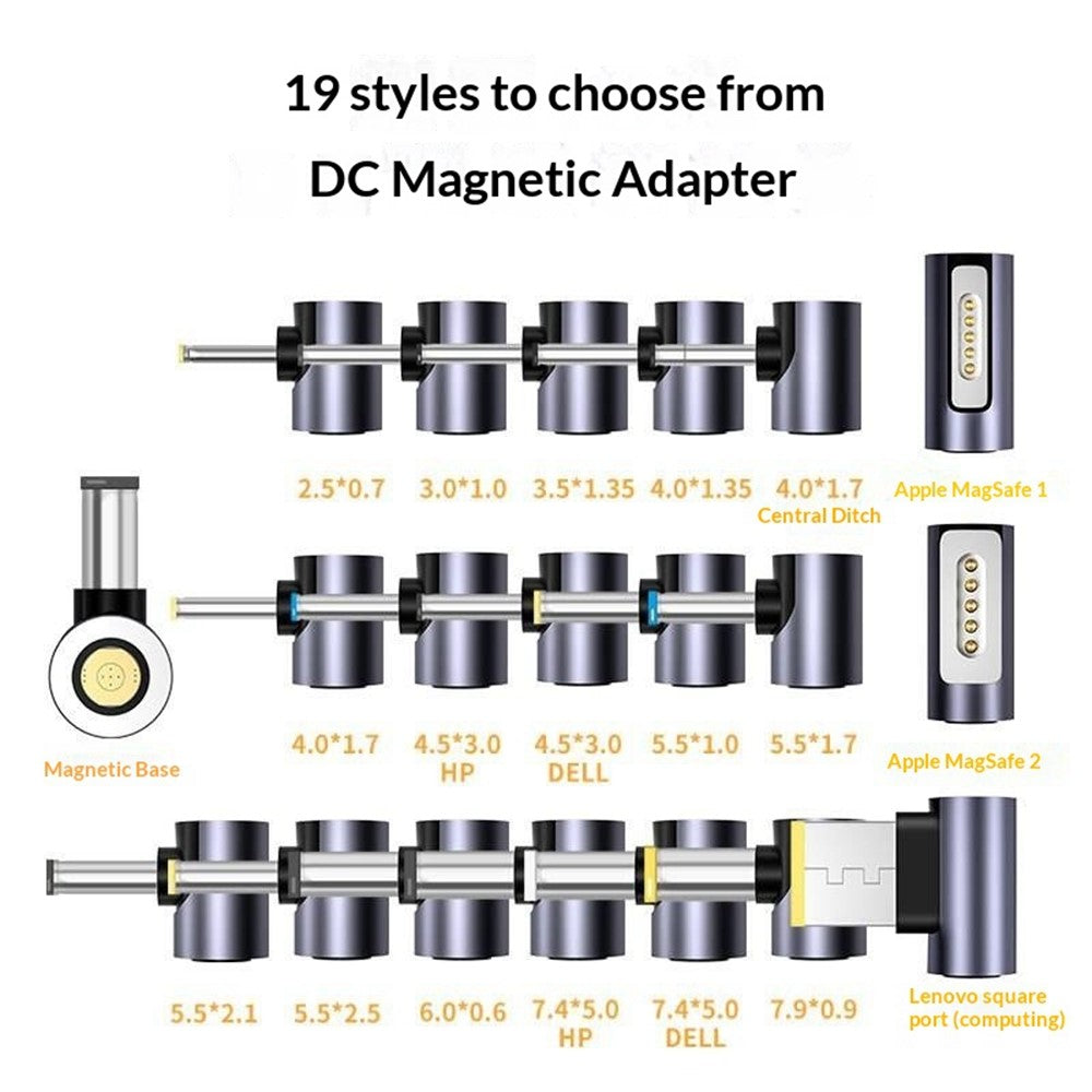 K0165 Type-C Han til DC Magnetisk Adapter 100W PD Hurtigopladning Strømadapter i Aluminiumslegering til Bærbar Computer