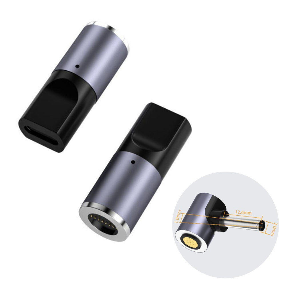 K0165 Type-C Han til DC Magnetisk Adapter 100W PD Hurtigopladning Strømadapter i Aluminiumslegering til Bærbar Computer