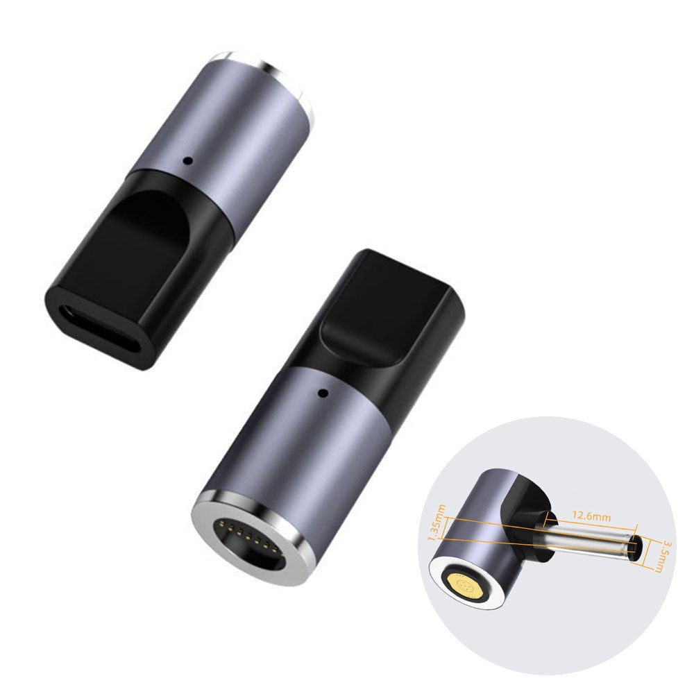 K0165 Type-C Han til DC Magnetisk Adapter 100W PD Hurtigopladning Strømadapter i Aluminiumslegering til Bærbar Computer