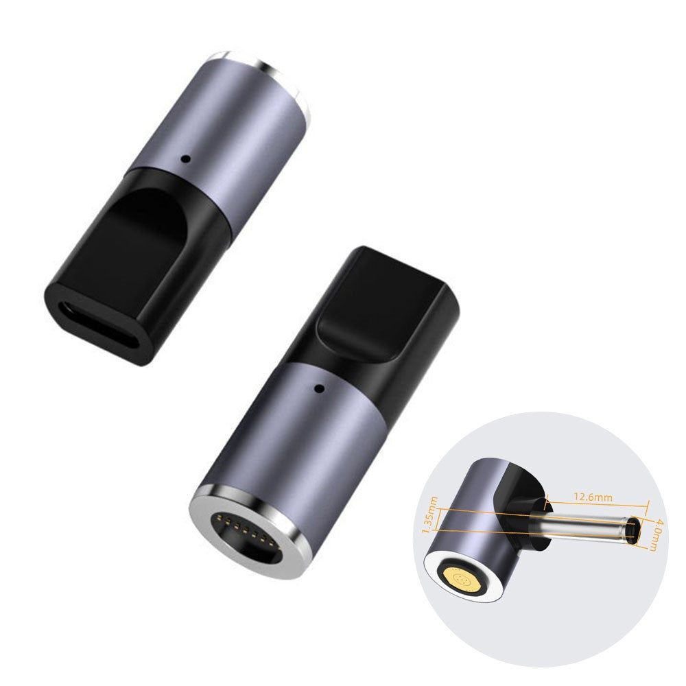 K0165 Type-C Han til DC Magnetisk Adapter 100W PD Hurtigopladning Strømadapter i Aluminiumslegering til Bærbar Computer