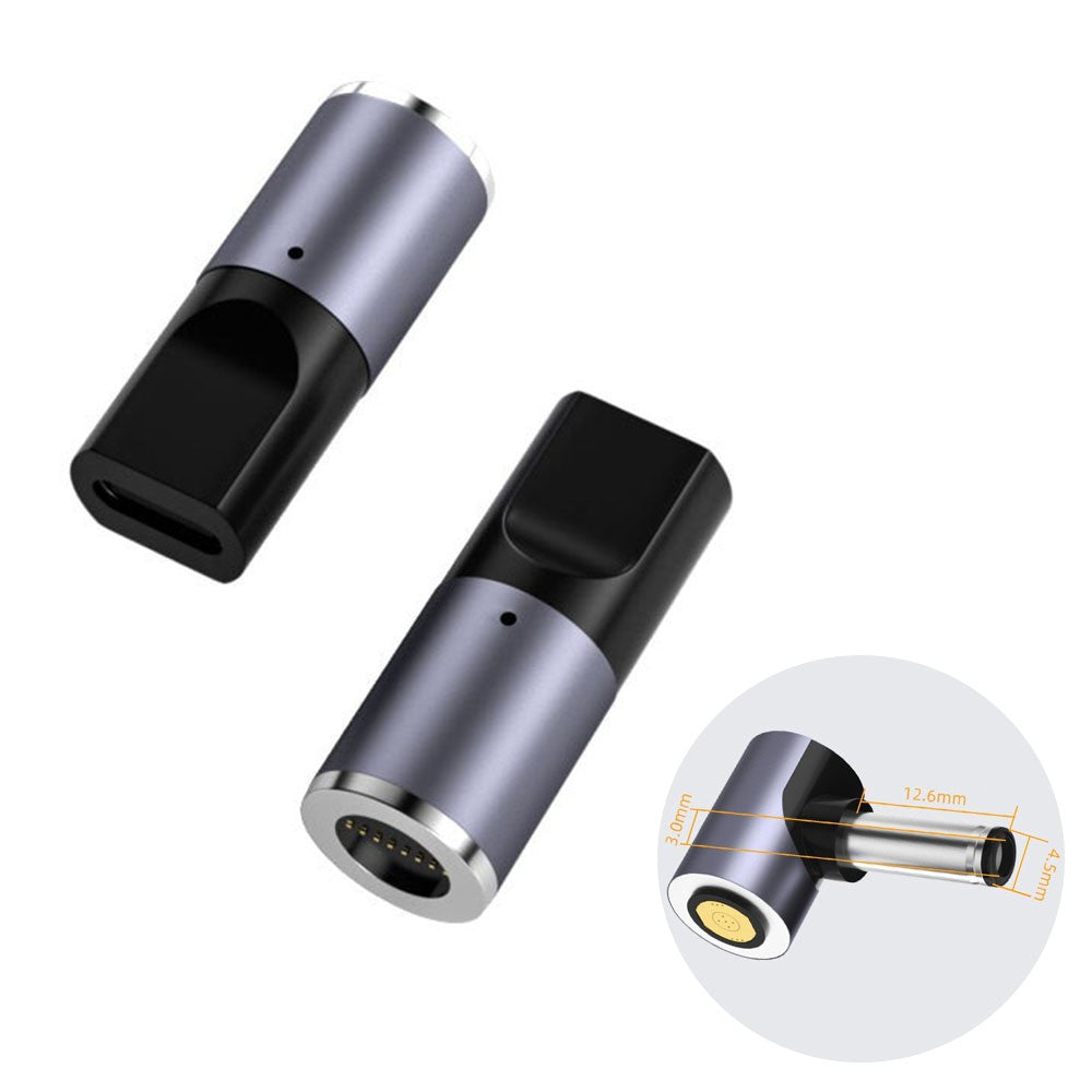 K0165 Type-C Han til DC Magnetisk Adapter 100W PD Hurtigopladning Strømadapter i Aluminiumslegering til Bærbar Computer
