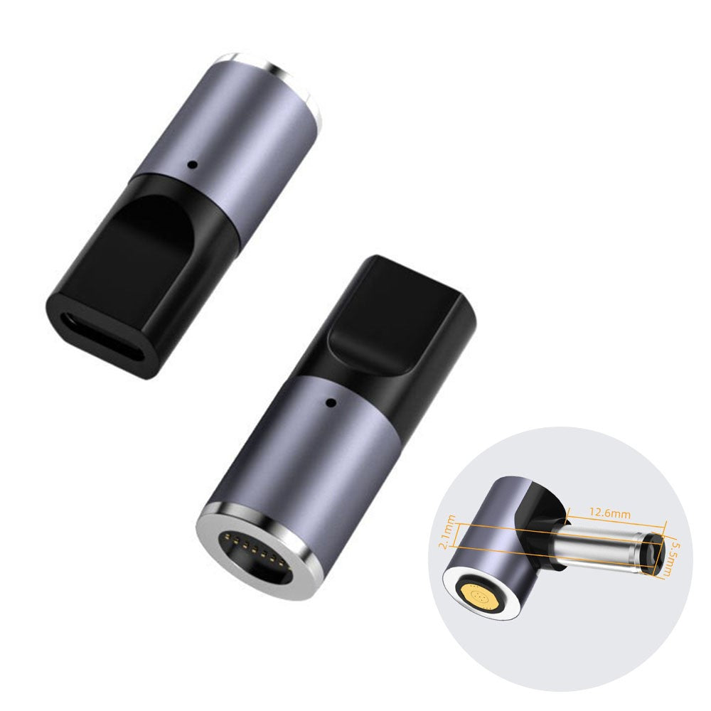 K0165 Type-C Han til DC Magnetisk Adapter 100W PD Hurtigopladning Strømadapter i Aluminiumslegering til Bærbar Computer