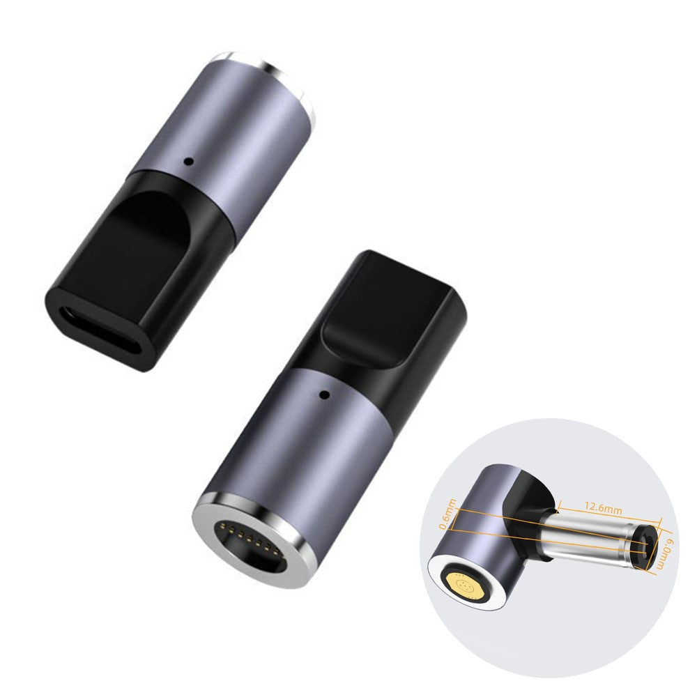 K0165 Type-C Han til DC Magnetisk Adapter 100W PD Hurtigopladning Strømadapter i Aluminiumslegering til Bærbar Computer