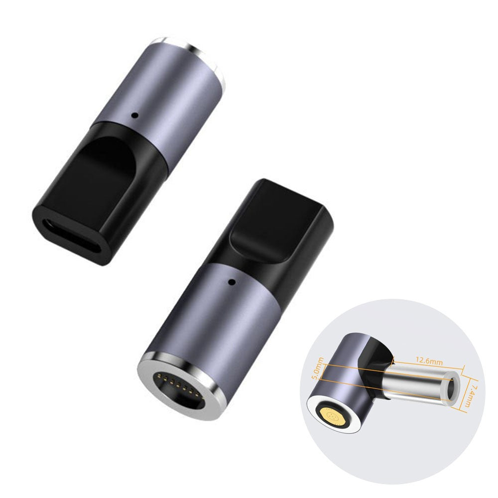 K0165 Type-C Han til DC Magnetisk Adapter 100W PD Hurtigopladning Strømadapter i Aluminiumslegering til Bærbar Computer